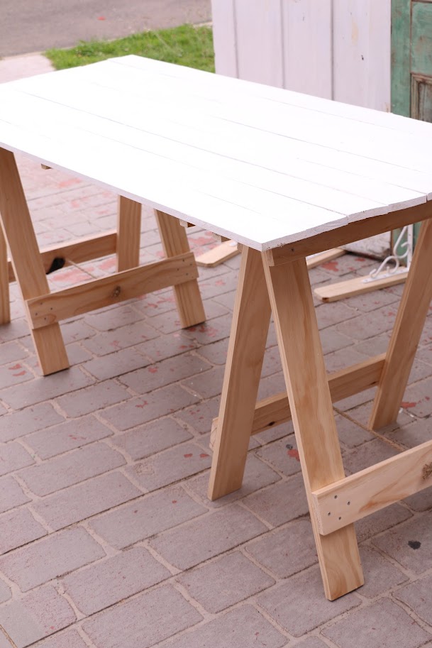 Rustic Trestle Table - Off White