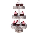 Three Tier Silver Victorian Lace Edge Cake stand - 56 cm Height