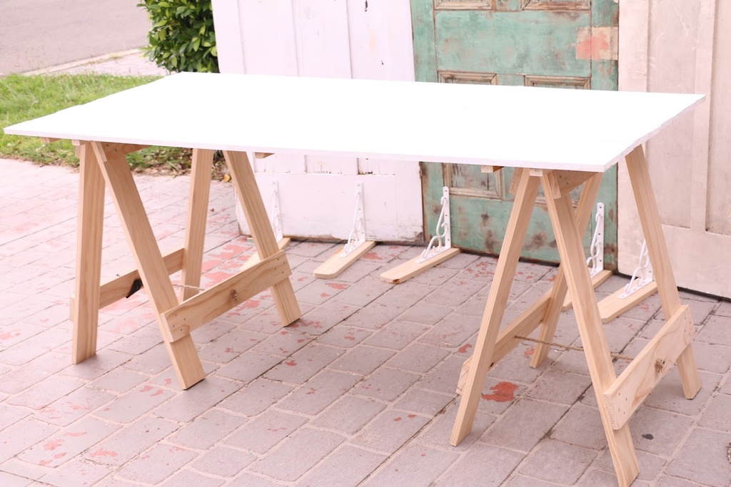 Rustic Trestle Table - Off White