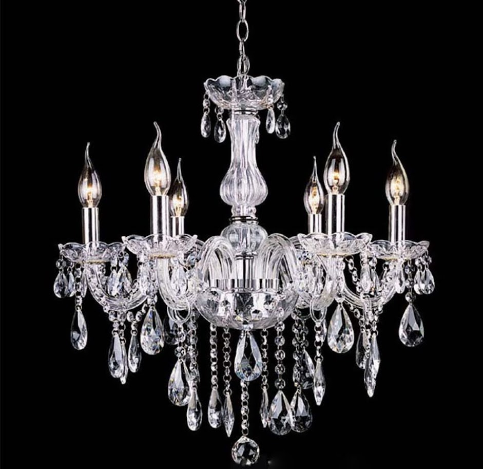 6 Arm Glass Crystal Chandelier