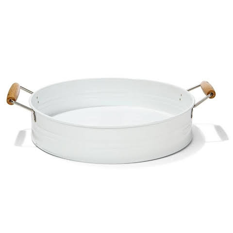 [Drink Station] White Galvanized Tray with Handles