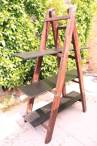 [Cake & Dessert Stands] Vintage Brown Wooden Ladder with 3 Shelves
