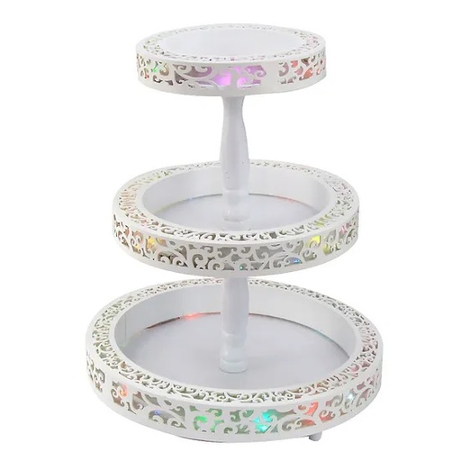 [Cake & Dessert Stands] Tier White Wooden Dessert Stand With Light Up Feature