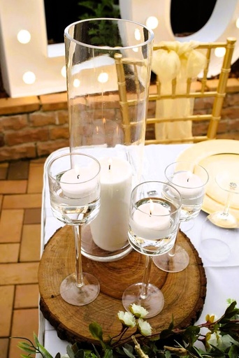 [Aisle Decorations] Glass Cylindrical Vase with LED Pillar Candle - Large