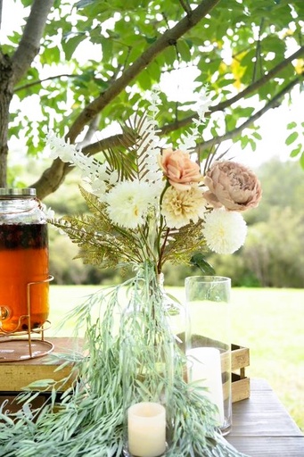 [Aisle Decorations] Glass Cylindrical Vase with LED Pillar Candle - Medium