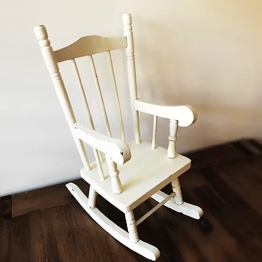[Chairs] Vintage White Toy Size Wooden Rocking Chair