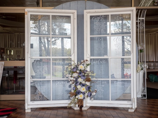 Seating Chart - Sash Windows & Custom Styling (70 Guests)